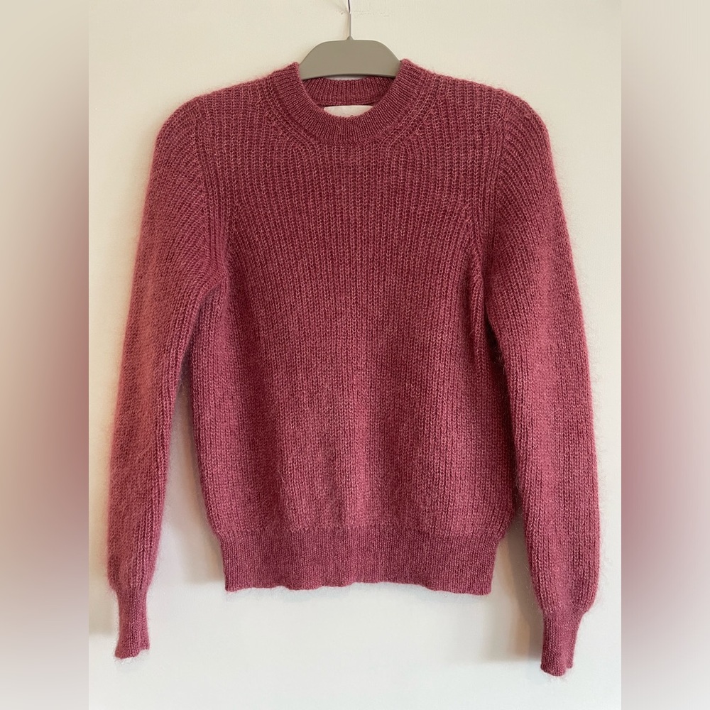 Ba&sh raspberry silk/wool crewneck sweater, size XS